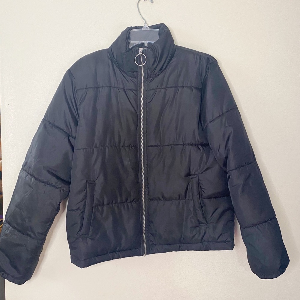 Arizona Jeans CO Black Puffer Jacket w/ Hood (Large)
